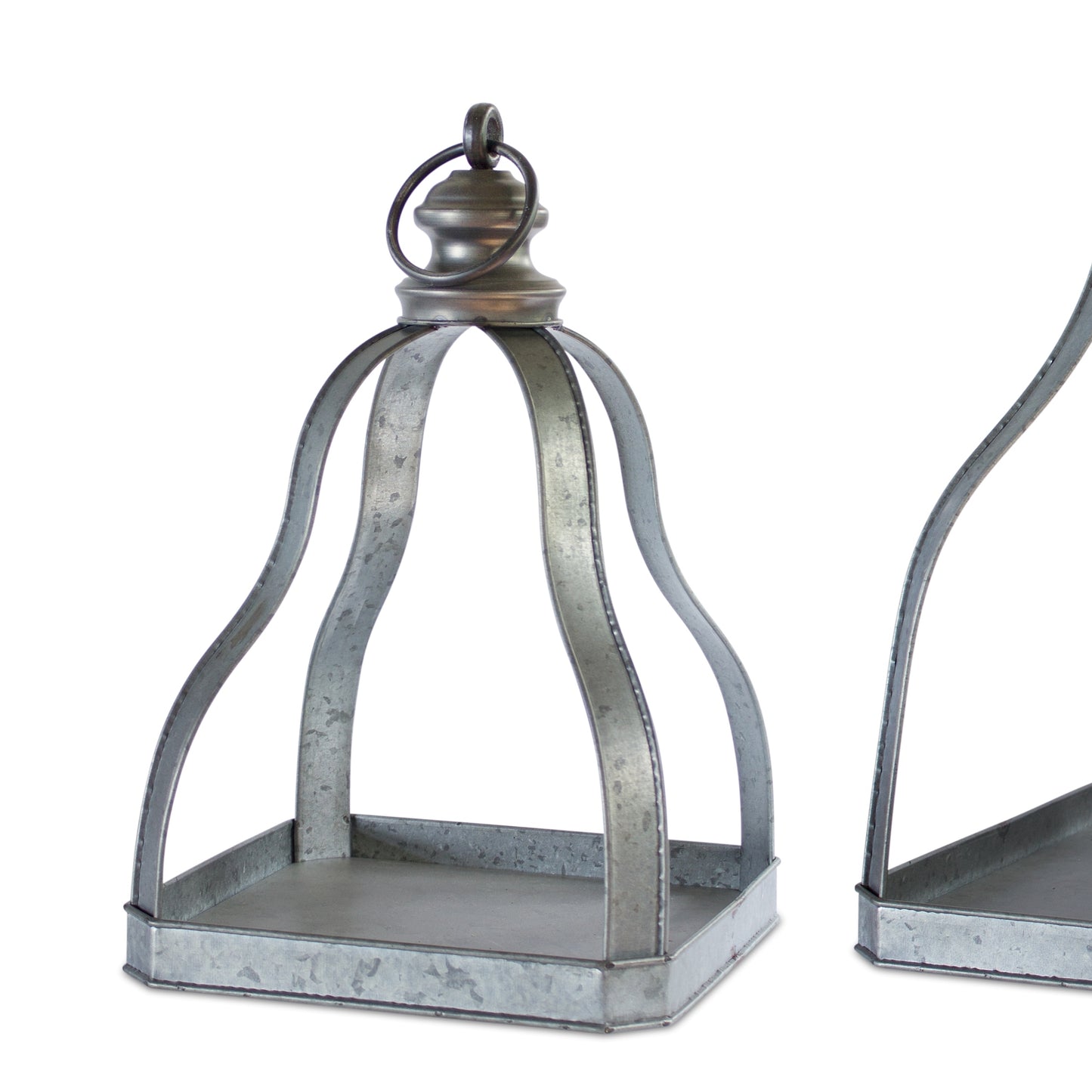 Galvanized Metal Lantern with Open Design 20", 15.5" (Set of 2)