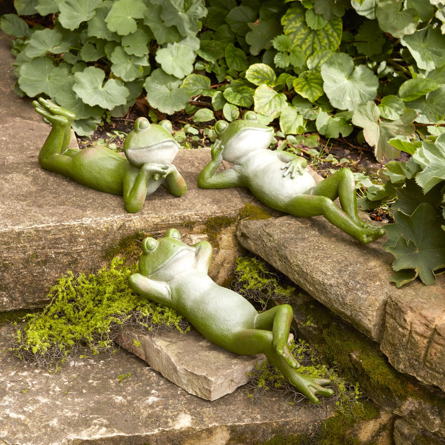 Lounging Garden Frog Figurine 14.75"L (Set of 3)