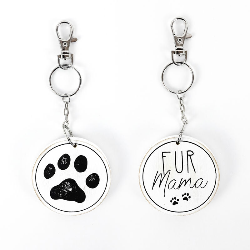 2.25" X 2.25" X .25" Reversible Wood Keychain (Fur Mama)