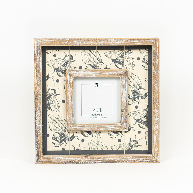 10" X 10" X 1.5" Wood Photo Frame (Bees) (4X4)