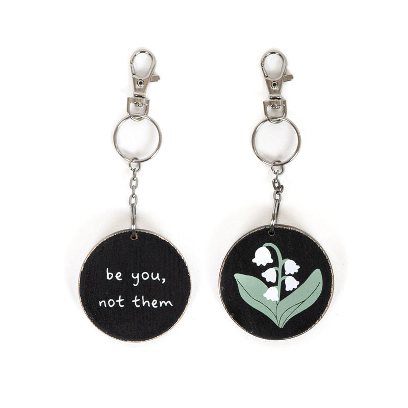 2.25" X 2.25" X .25" Reversible Wood Keychain (Be You)