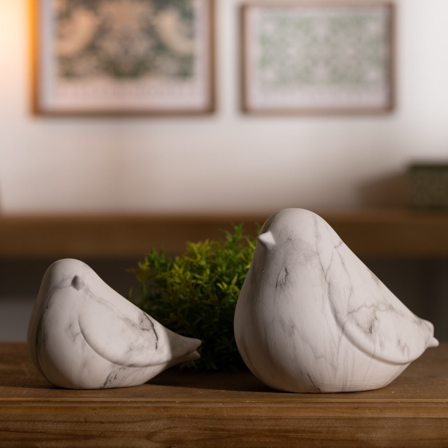 Marble Design Bird Shelf Sitter (Set of 2) 4.25"H, 6"H