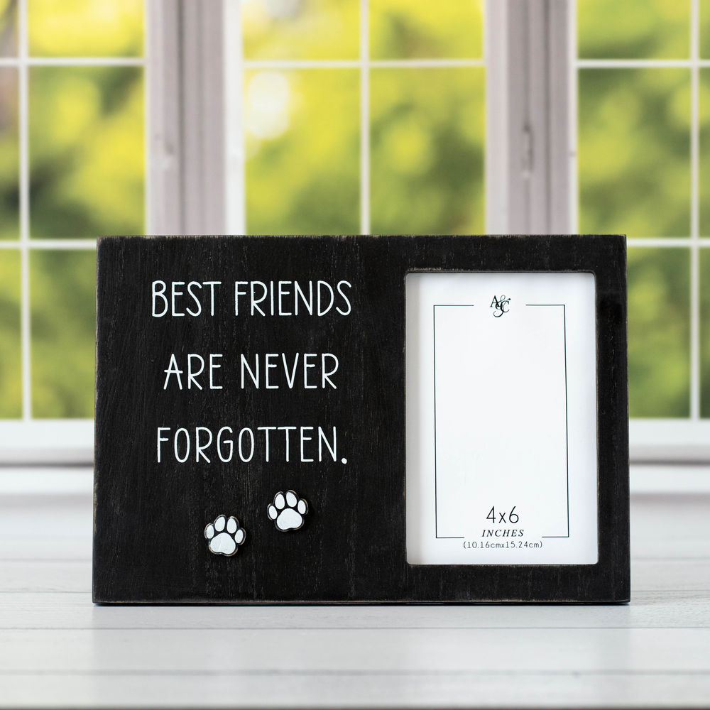 10.25" X 7" X .75" Wood Photo Framed (Best Friends Are Never Forgotten) Black/White