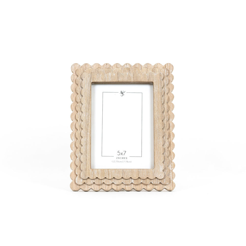 8" X 10" X 1" Wood Photo Framed (Scallop) Natural (5x7)