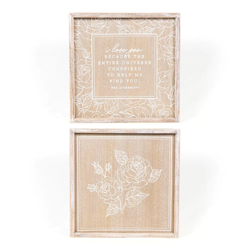 14" X 14" X 1.5" Reversible Wood Framed Sign (Find You) Natural/White