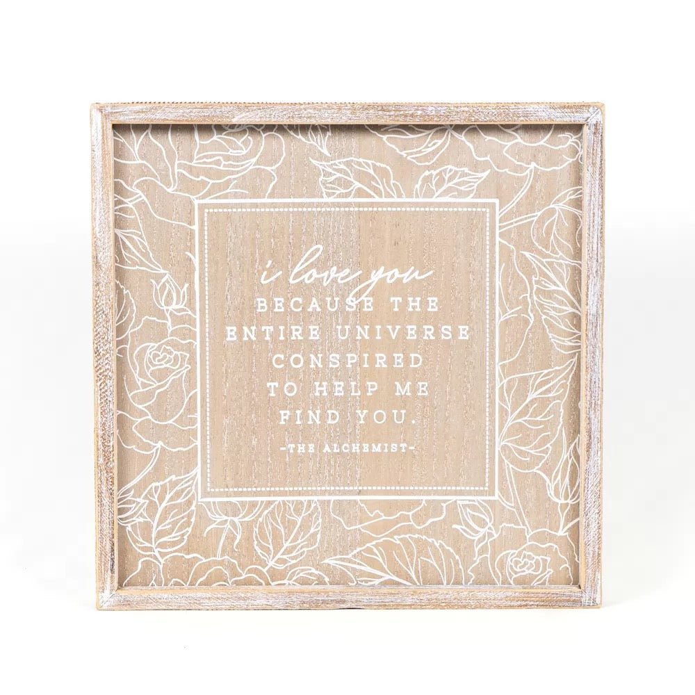 14" X 14" X 1.5" Reversible Wood Framed Sign (Find You) Natural/White