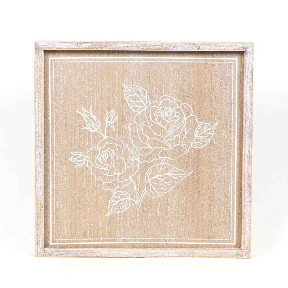 14" X 14" X 1.5" Reversible Wood Framed Sign (Find You) Natural/White
