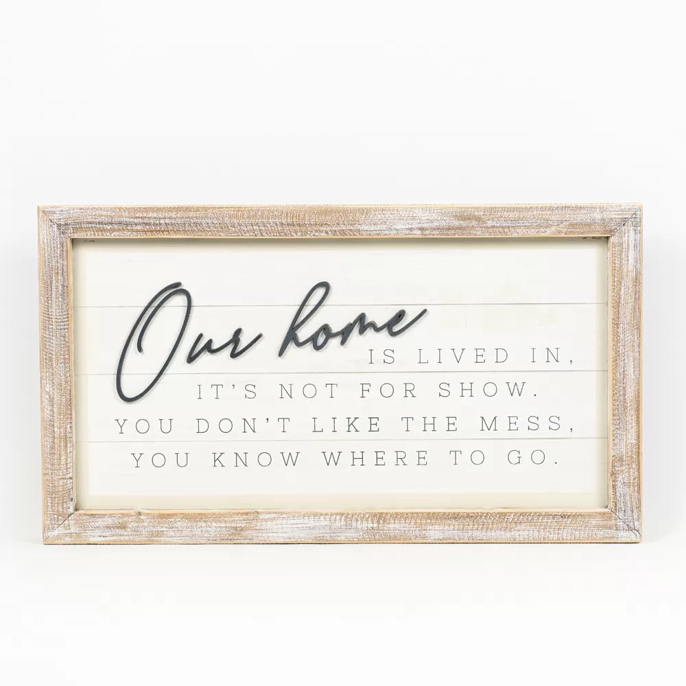 25" X 14" X 2" Reversible Wood Framed Sign (Memories/Our Home) White/Gray/Tan