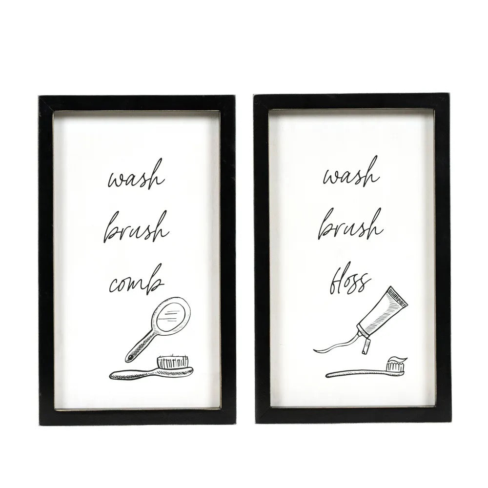 7x12x1.5 Reversible Wood Framed Sign (FLOSS/COMB) White/Black