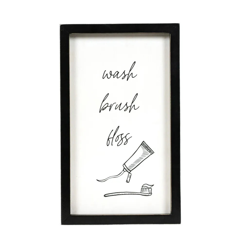 7x12x1.5 Reversible Wood Framed Sign (FLOSS/COMB) White/Black