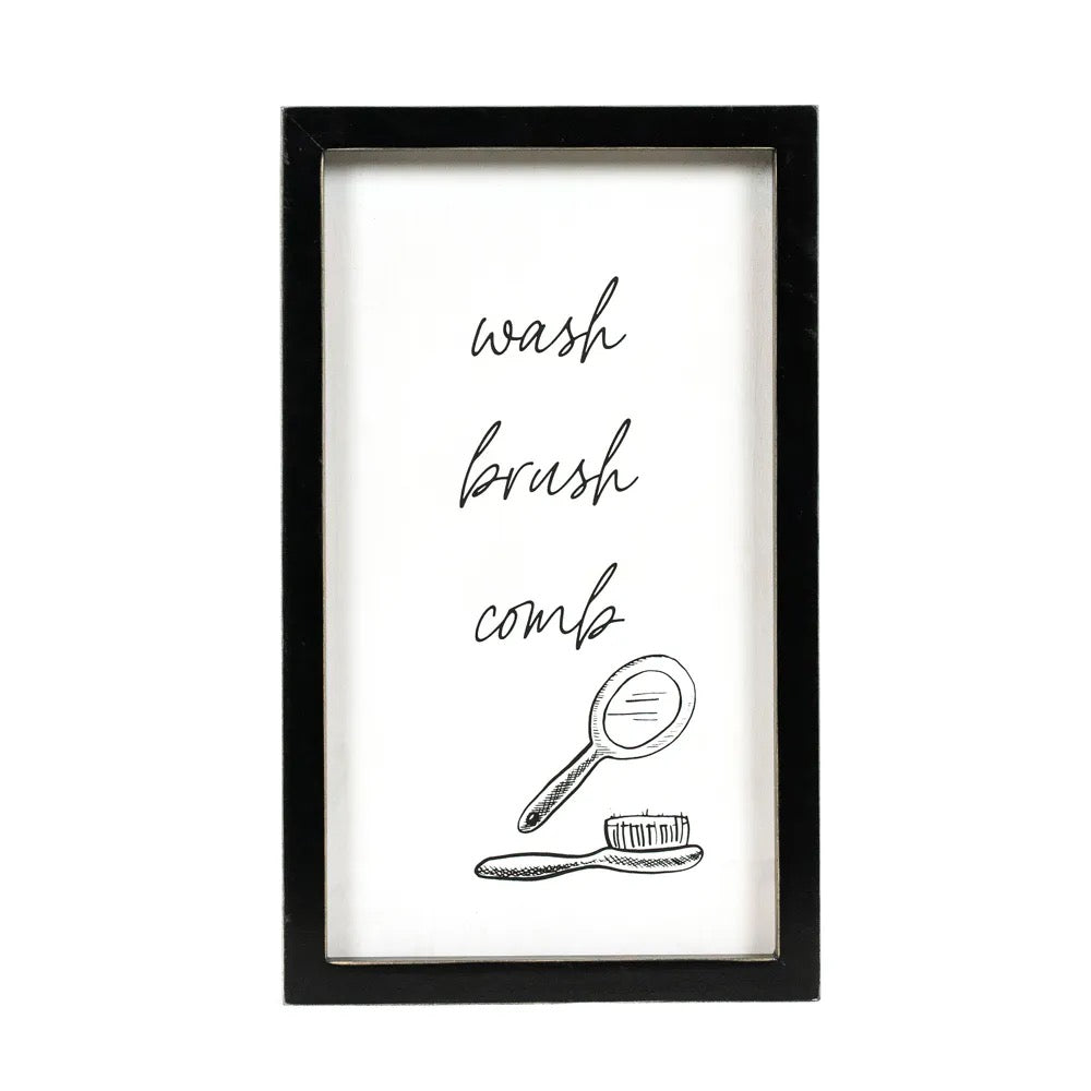 7x12x1.5 Reversible Wood Framed Sign (FLOSS/COMB) White/Black