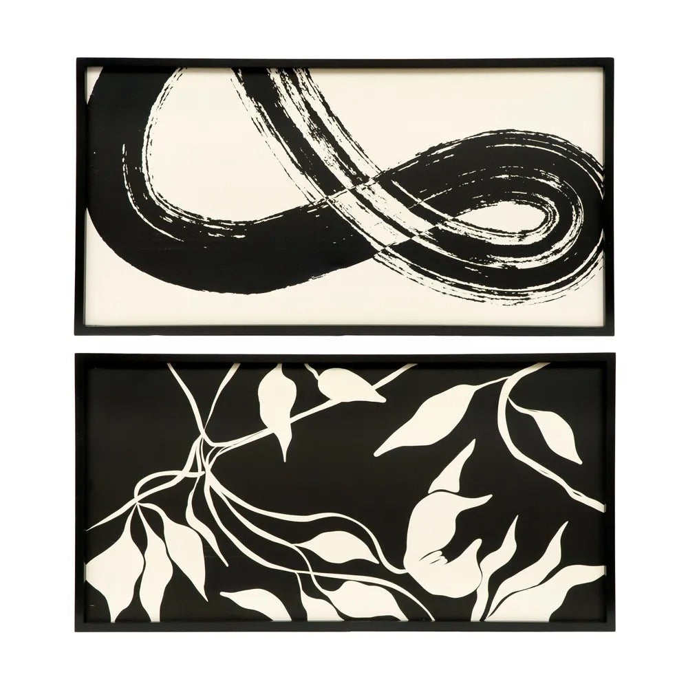 24x47x1.5 Reversible Wood Framed Sign (&/LEAVES) Black/White