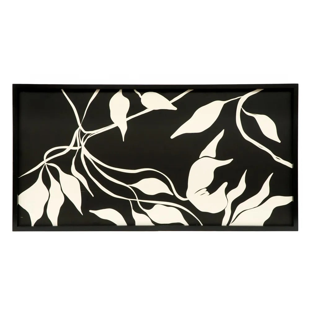 24x47x1.5 Reversible Wood Framed Sign (&/LEAVES) Black/White