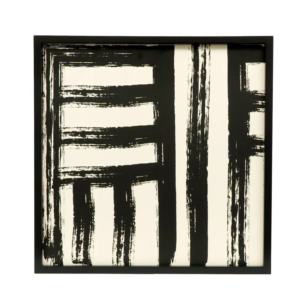24x24x1.5 Reversible Wood Framed Sign (LINE/FLORAL) White/Black