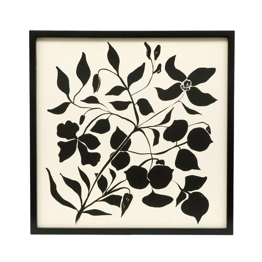 24x24x1.5 Reversible Wood Framed Sign (LINE/FLORAL) White/Black
