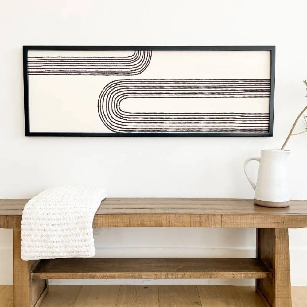 47x17x1.5 Reversible Wood Framed Sign (ARCH/DOTS) White/Black