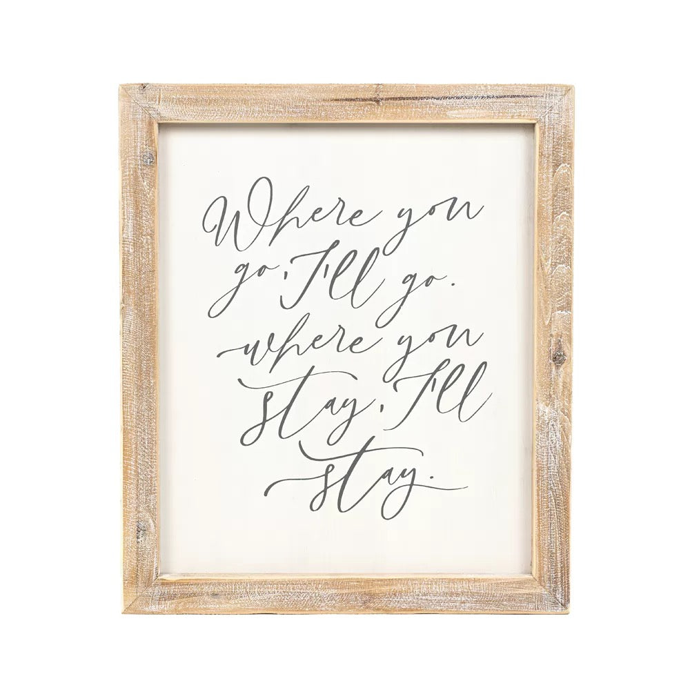 16" X 19" X 2" Reversible Wood Framed Sign (Stay/Soulmate) White/Gray