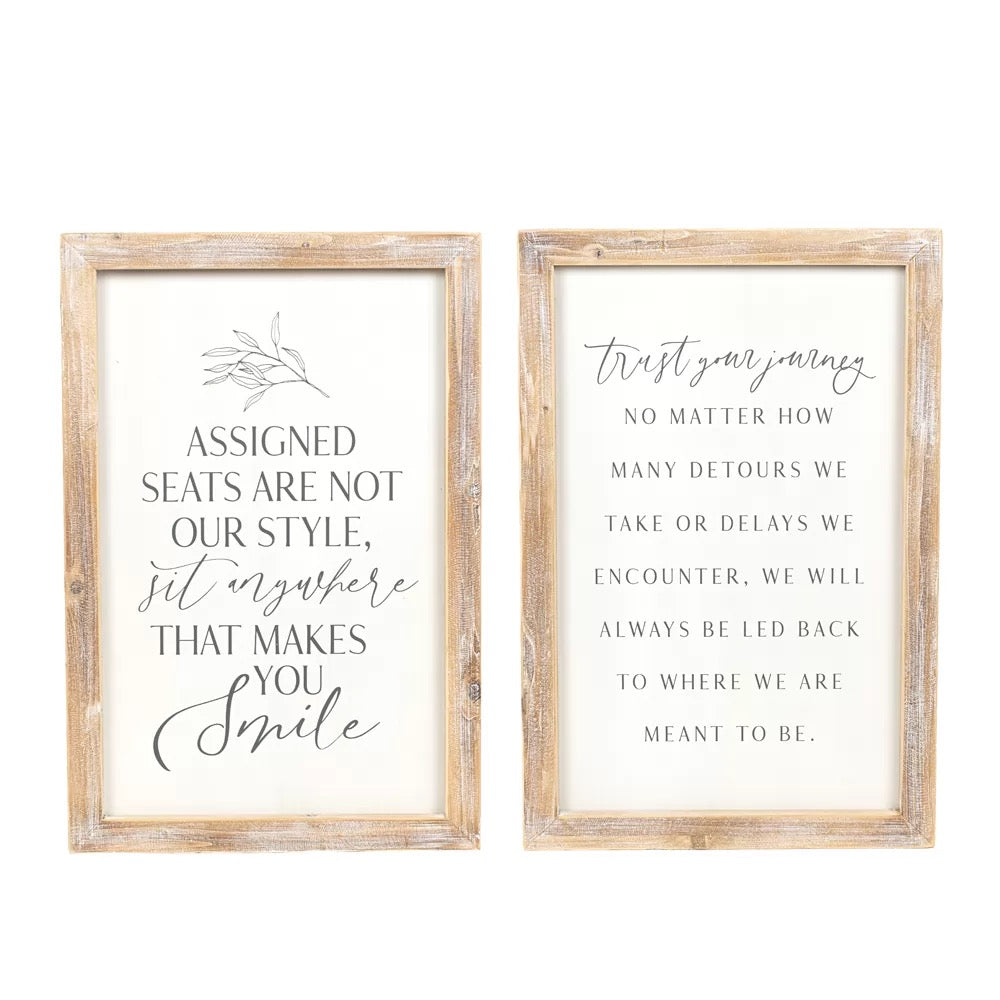 16" X 24" X 2" Reversible Wood Framed Sign (Smile/Journey) White/Gray