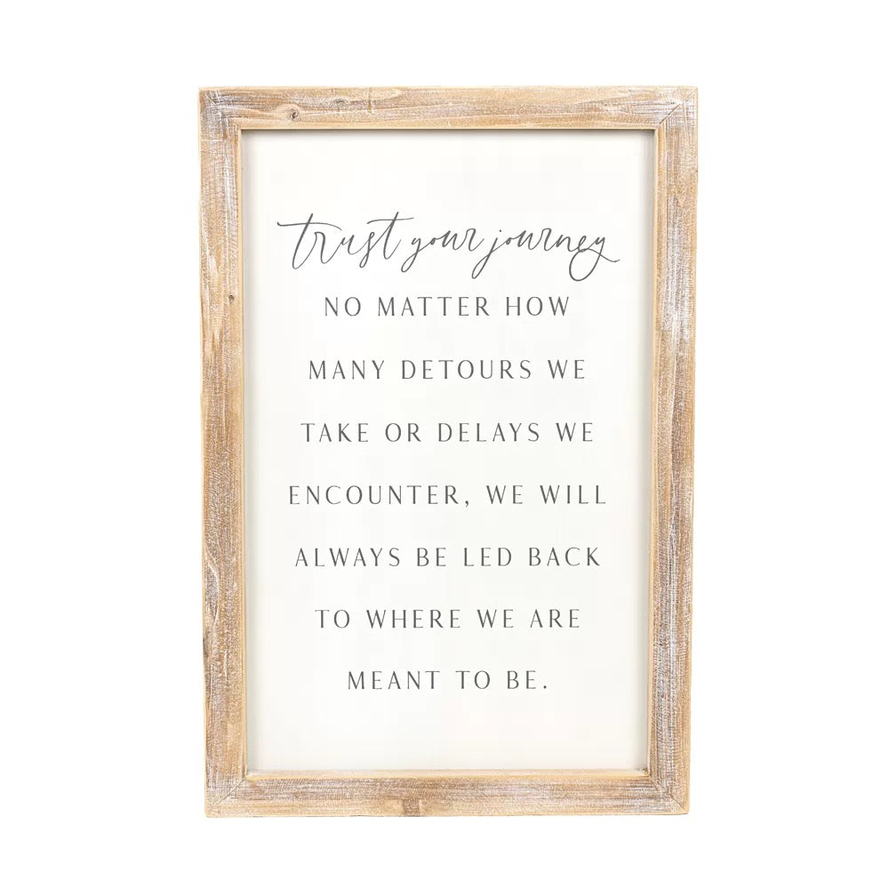 16" X 24" X 2" Reversible Wood Framed Sign (Smile/Journey) White/Gray
