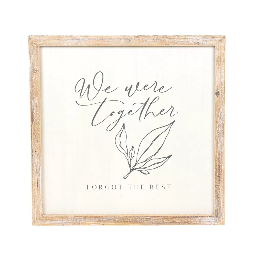 25.5" X 25.5" X 2" Reversible Wood Framed Sign (Happily/Together) White/Gray