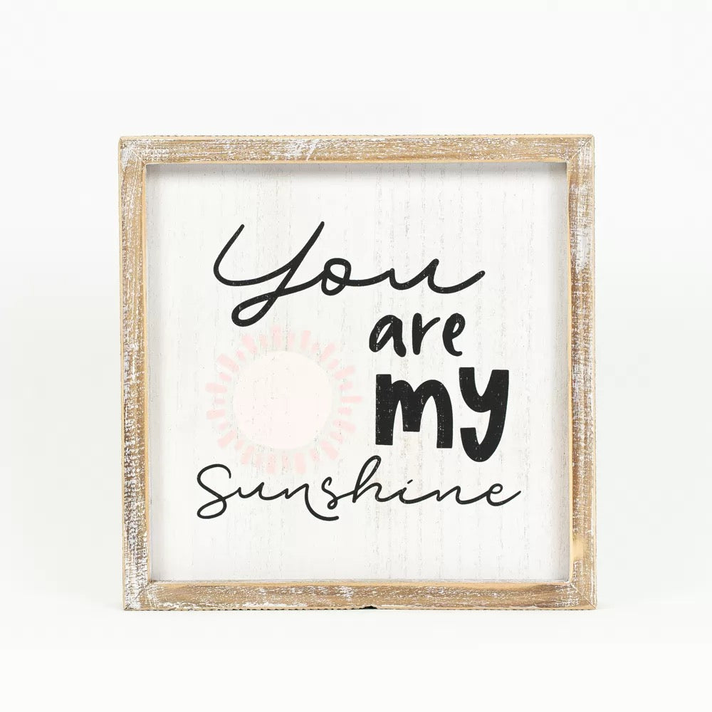 10.25" X 10.25" X 1.5" Reversible Wood Framed Sign (Sunshine/Sun) Multicolor