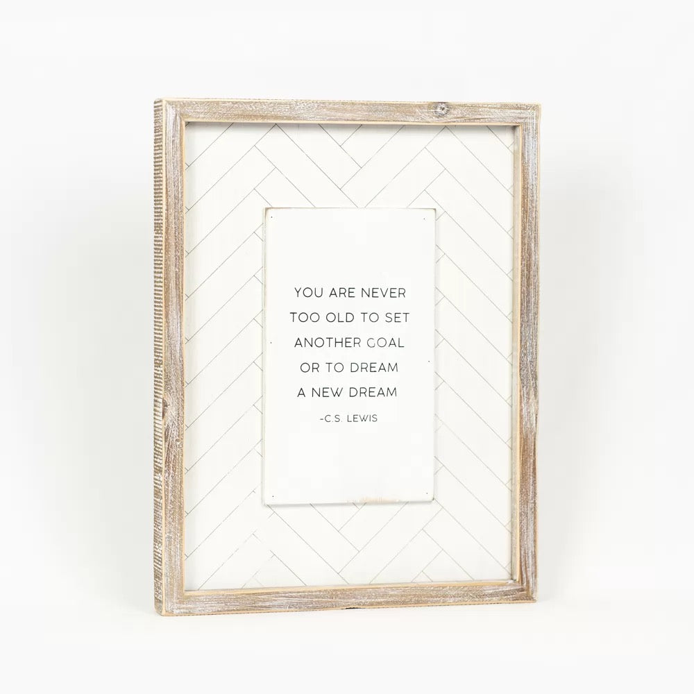 13" X 17" 1.5" Reversible Wood Framed Herringbone Sign (Dream/Happen) White/Black