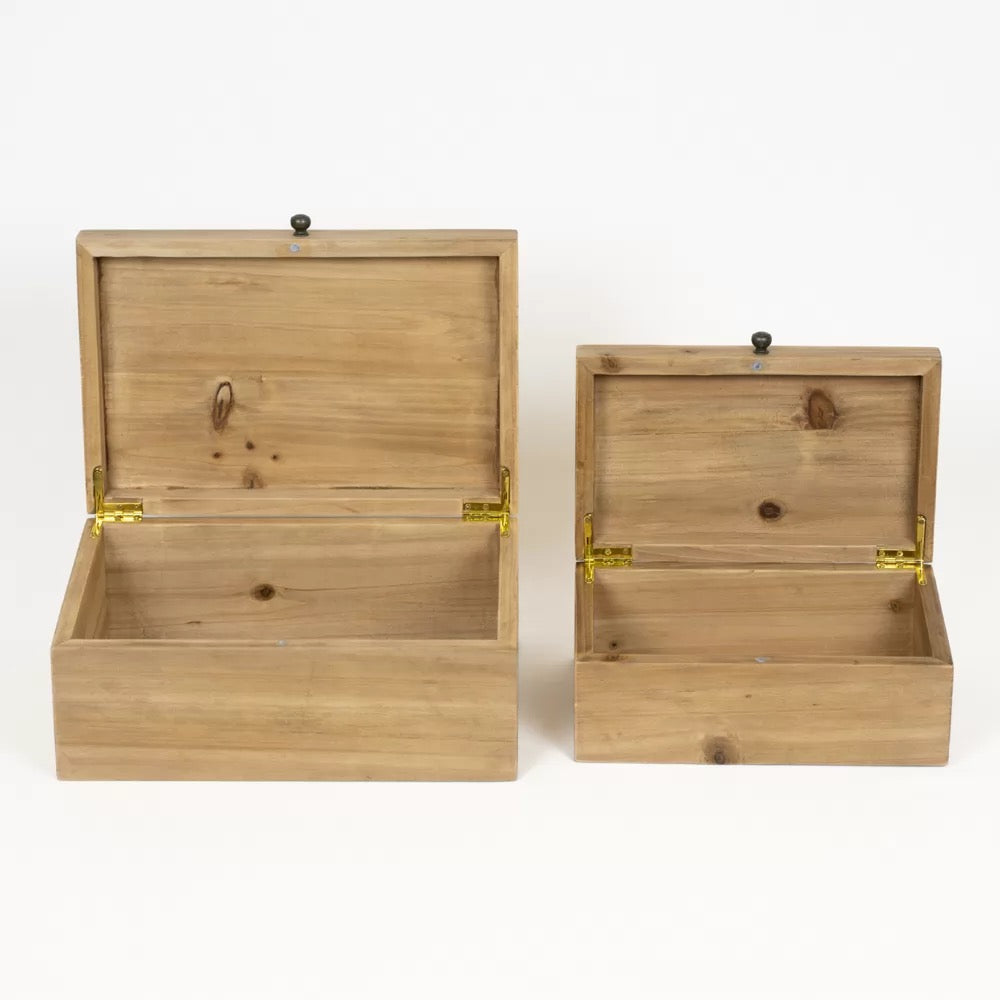 Natural Wood Nested Boxes Set of 2
