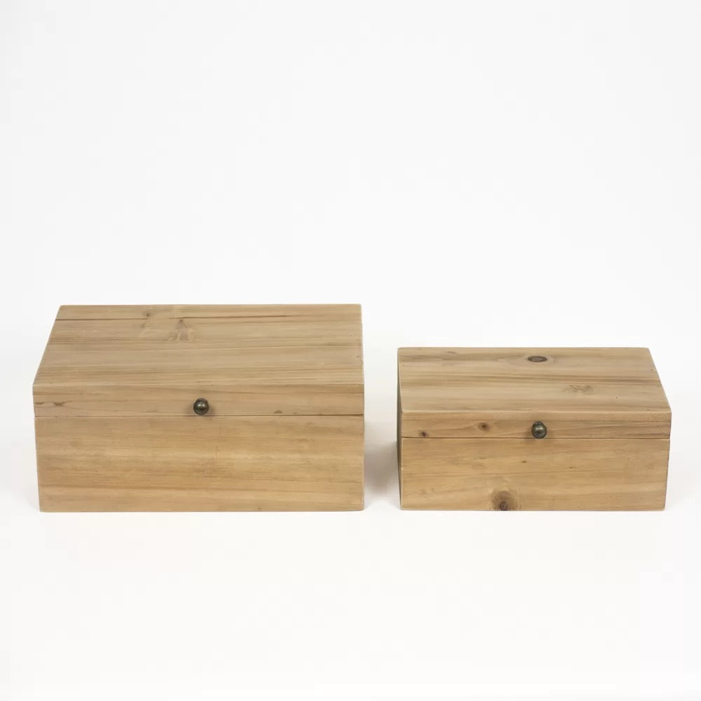 Natural Wood Nested Boxes Set of 2