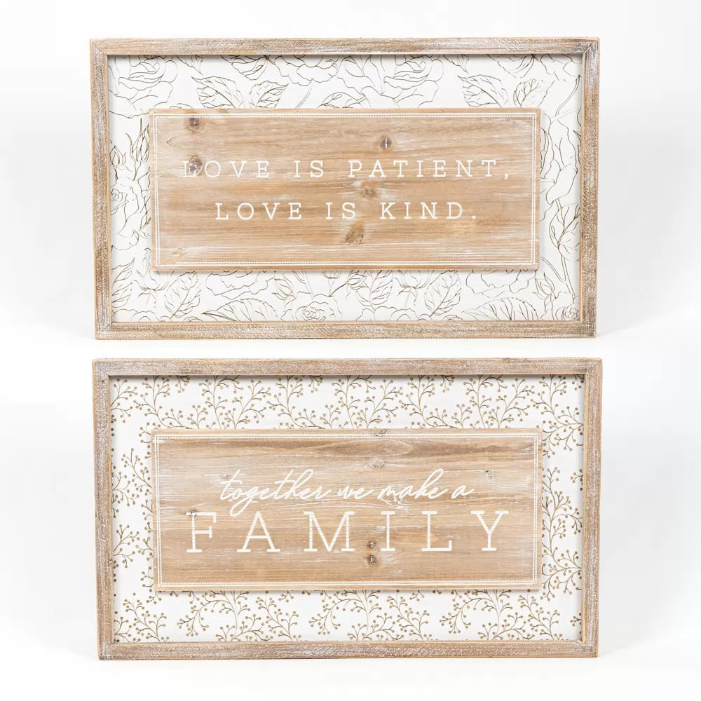 Reversible Wood Framed Sign (Together/Love) Natural/White 24.5" X 14.5" X 1.5"