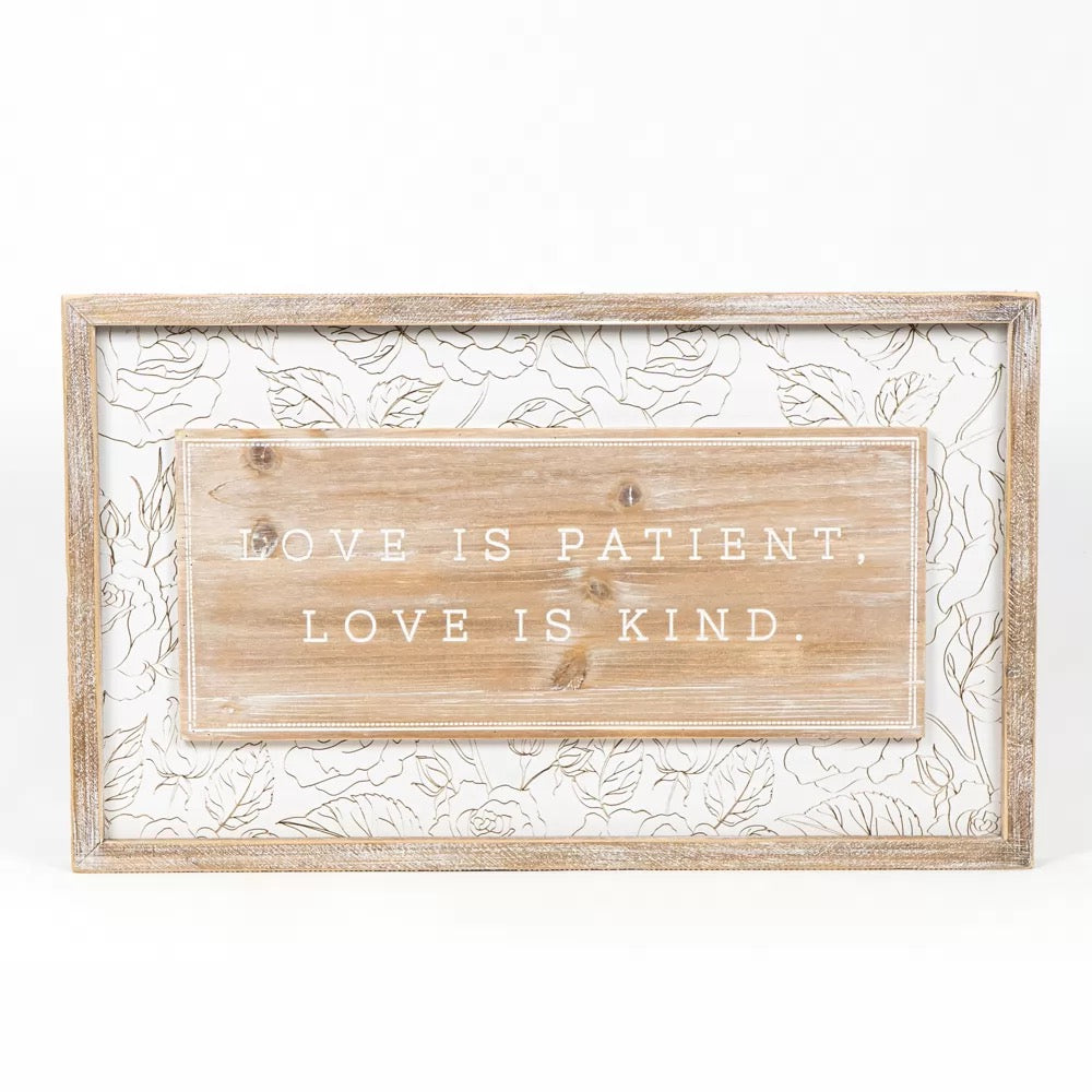 Reversible Wood Framed Sign (Together/Love) Natural/White 24.5" X 14.5" X 1.5"