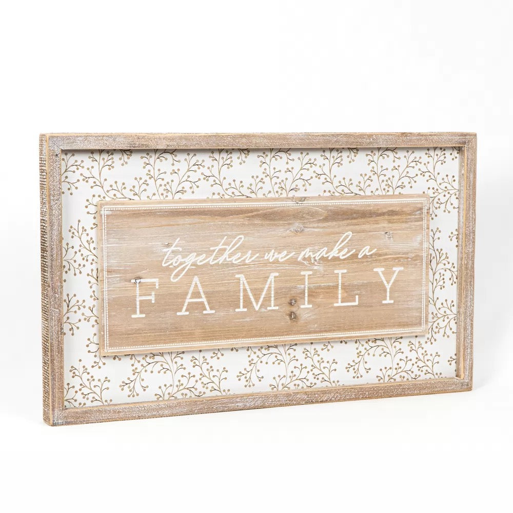 Reversible Wood Framed Sign (Together/Love) Natural/White 24.5" X 14.5" X 1.5"