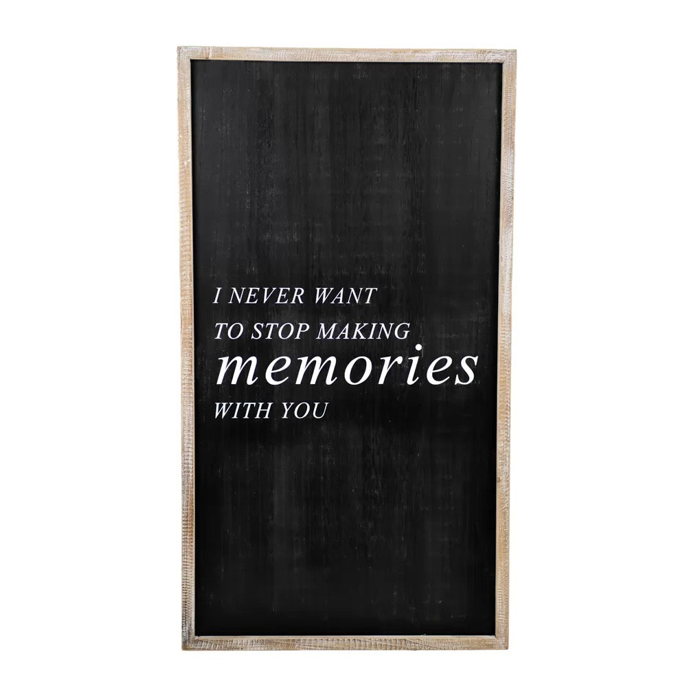 20" X 37" X 1.5" Reversible Wood Framed Sign (Camera/Memories) Black/White