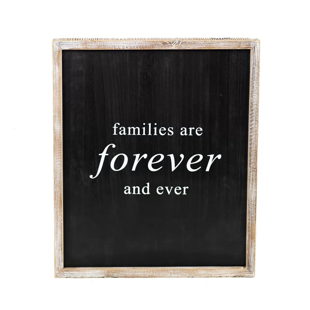 16" X 20" X 1.5" Reversible Wood Framed Sign (Forever/Family) Black/White