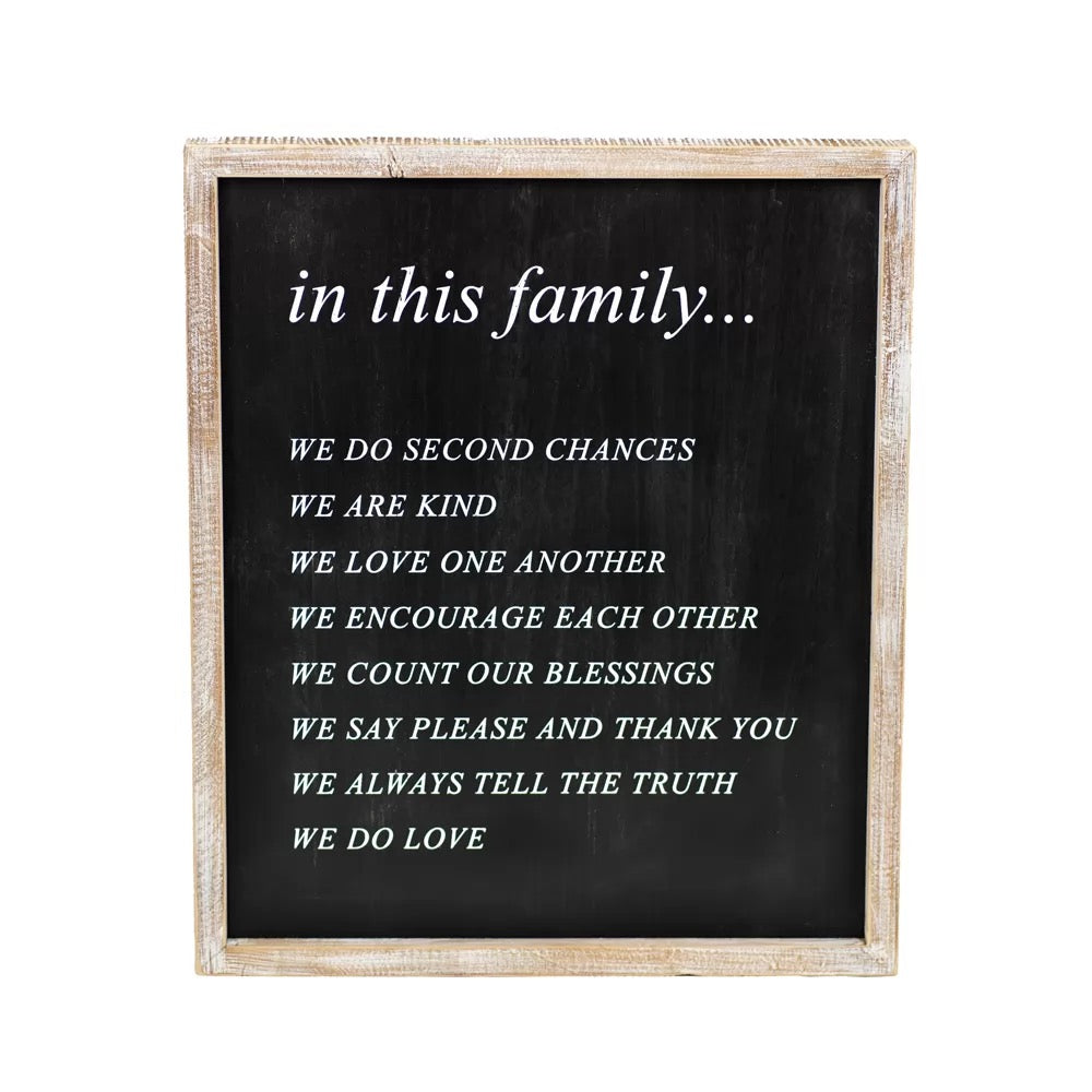 16" X 20" X 1.5" Reversible Wood Framed Sign (Forever/Family) Black/White