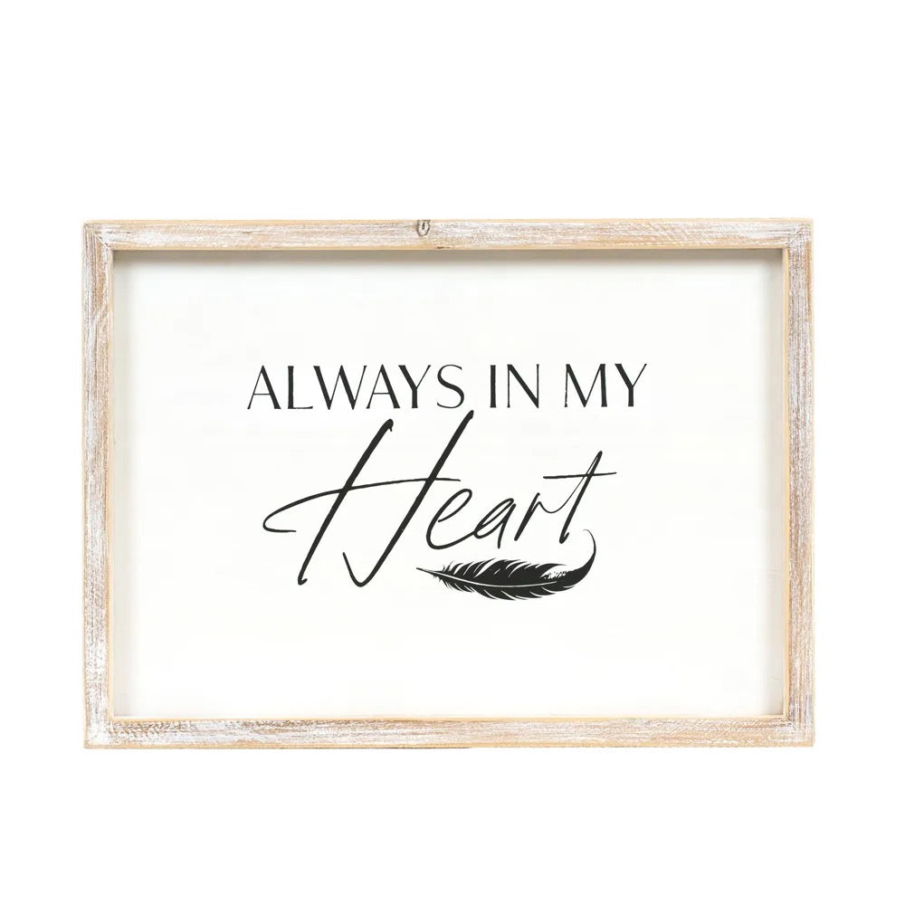 14x10x1.5 Wood Framed Sign (HEART) White/Black