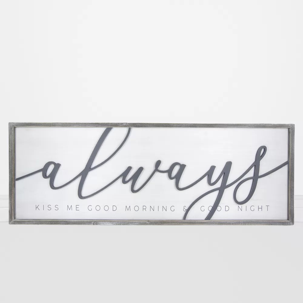 Reversible Wood Framed Sign (Always You And Me) White/Gray 47" X 16" X 1.5"
