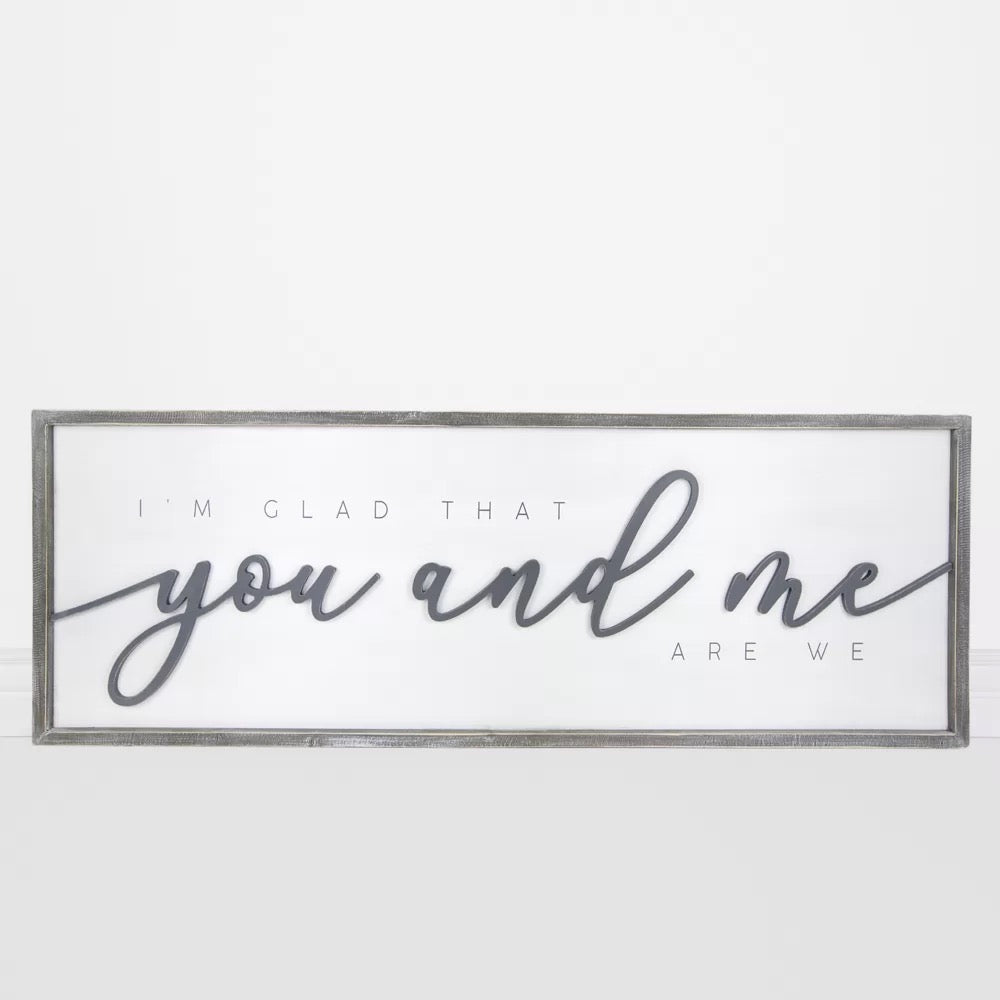 Reversible Wood Framed Sign (Always You And Me) White/Gray 47" X 16" X 1.5"