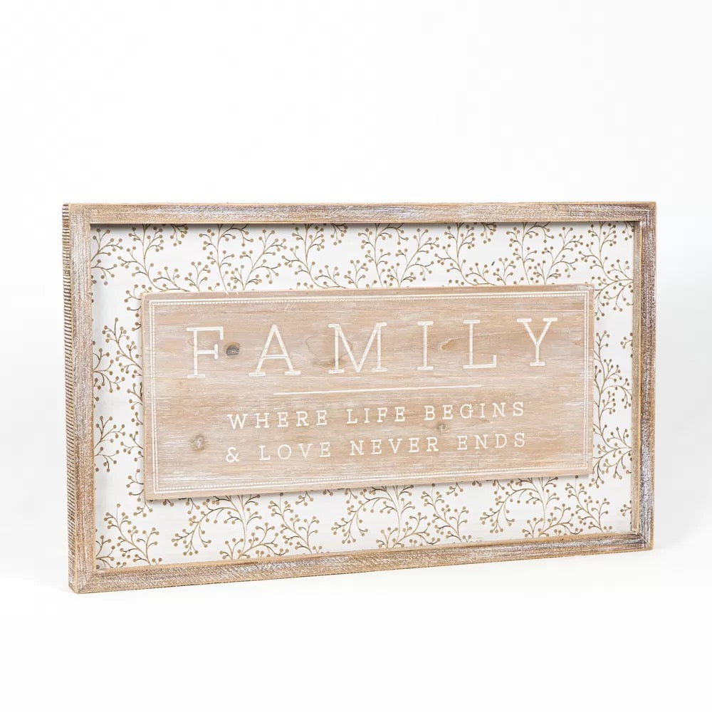 Reversible Wood Framed Sign (Family/ Gift) Natural/White 24.5" X 14.5" X 1.5"