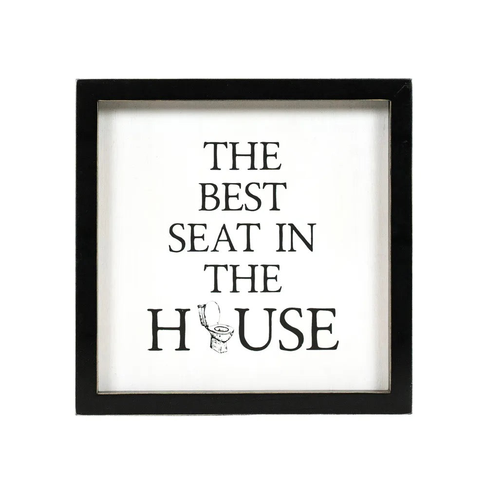 9x9x1.5 Reversible Wood Framed Sign (BUBBLES/HOUSE) White/Black