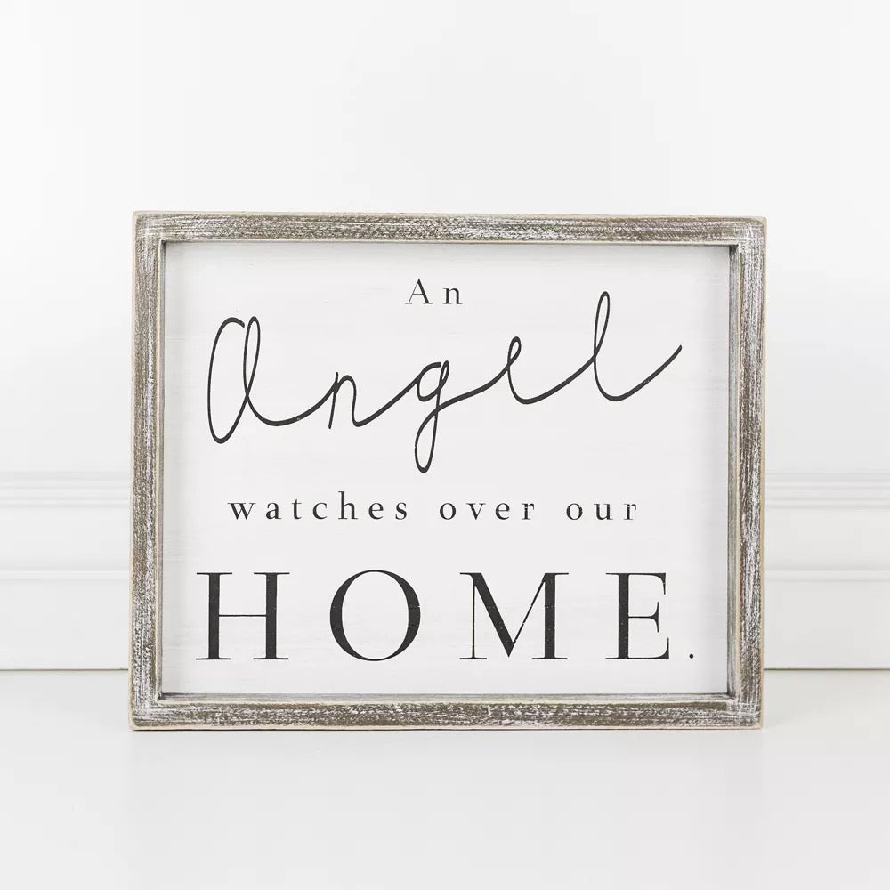 10" X 12" X 1.5" Framed Sign (An Angel Watches Over Our...) White/Black