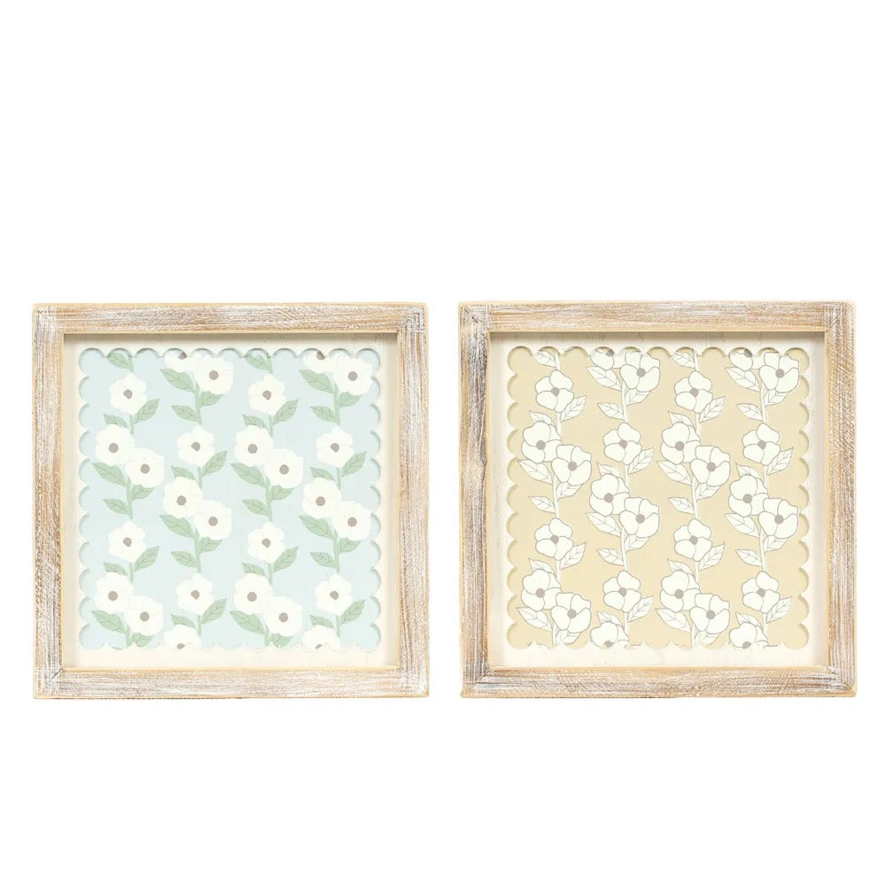 10x10x1.5 Reversible Wood Framed Sign (FLOWER)