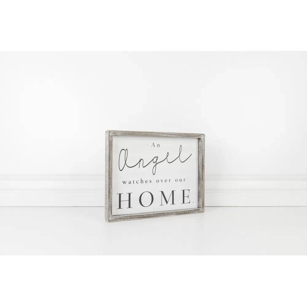 10" X 12" X 1.5" Framed Sign (An Angel Watches Over Our...) White/Black