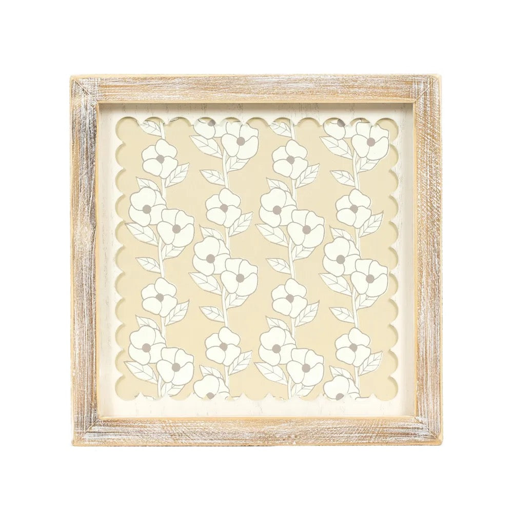 10x10x1.5 Reversible Wood Framed Sign (FLOWER)