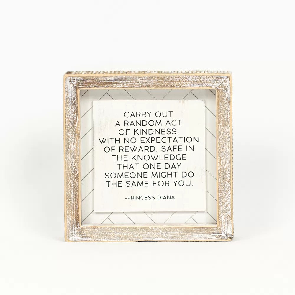 6" X 6" X 1.5" Reversible Wood Framed Herringbone Sign (Kind/Random) White/Black