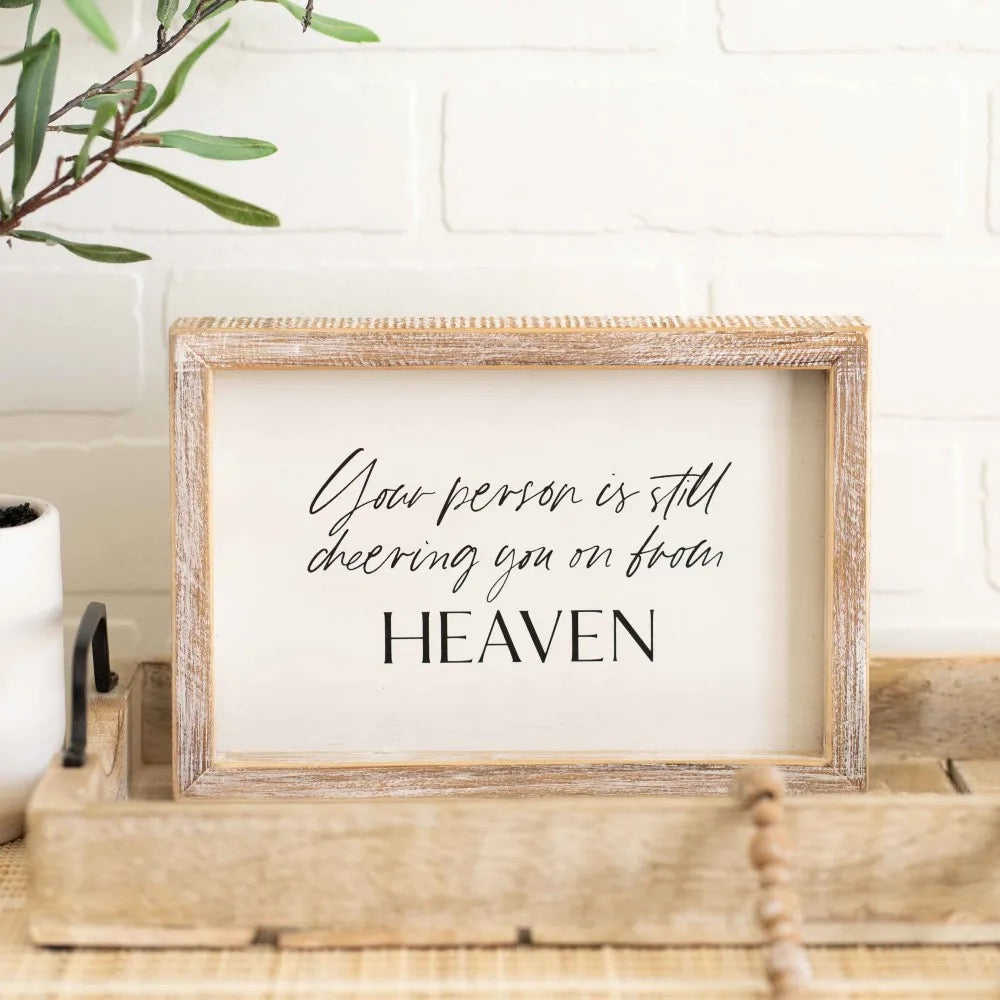10x7x1.5 Wood Framed Sign (HEAVEN) White/Black