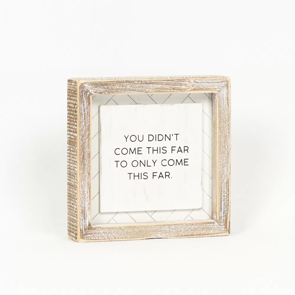 6" X 6" X 1.5" Reversible Wood Framed Herringbone Sign (Far/Remember) White/Black