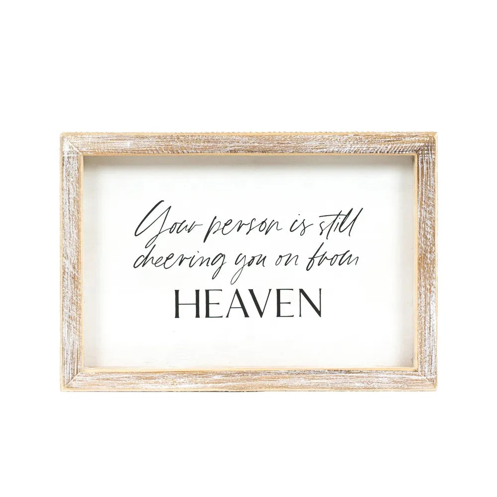 10x7x1.5 Wood Framed Sign (HEAVEN) White/Black