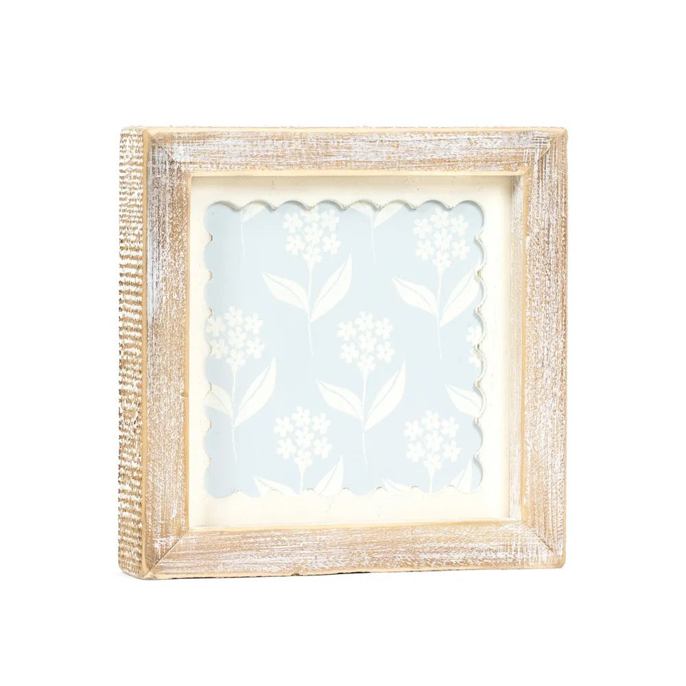 7x7x1.5 Reversible Wood Framed Sign (FLOWERS)