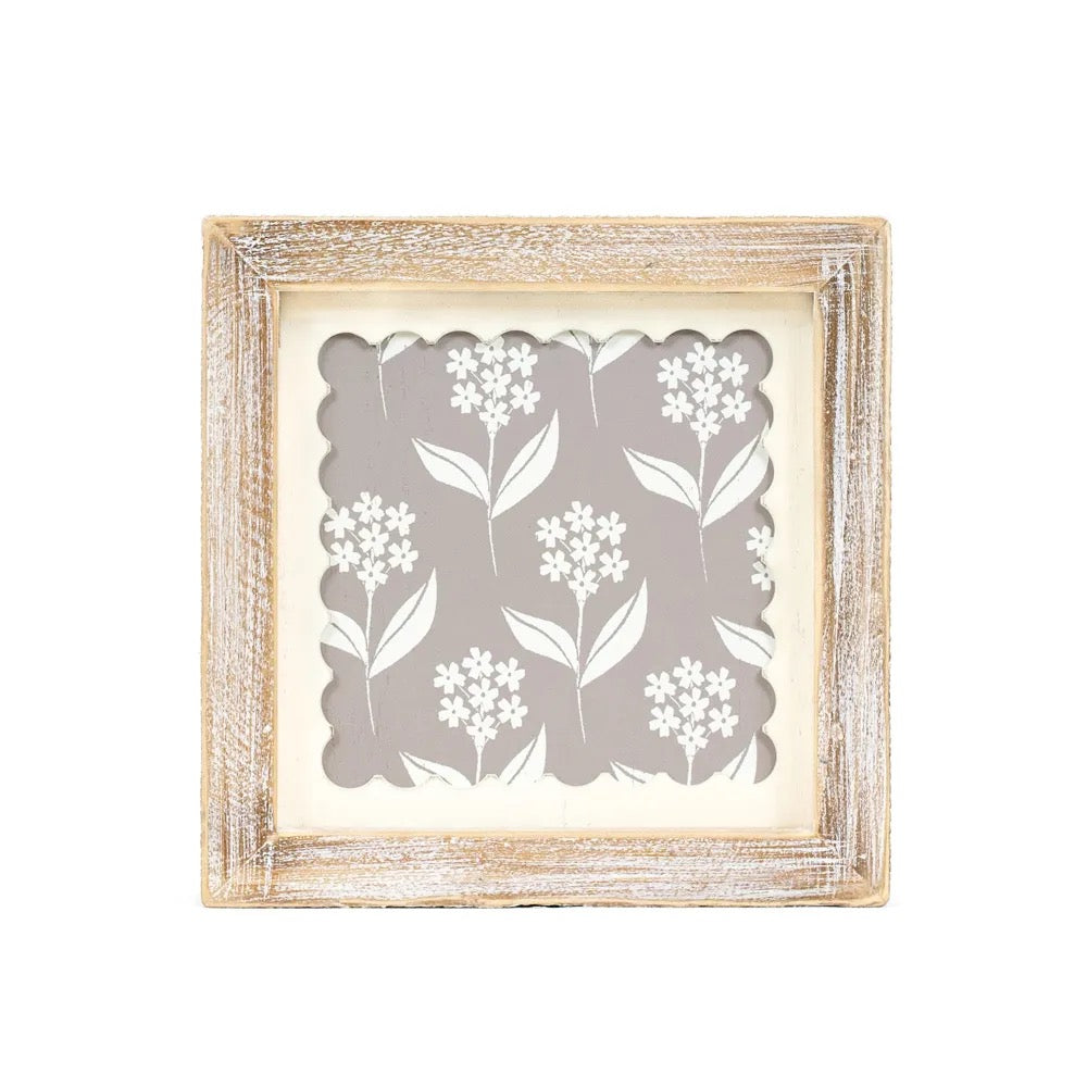 7x7x1.5 Reversible Wood Framed Sign (FLOWERS)