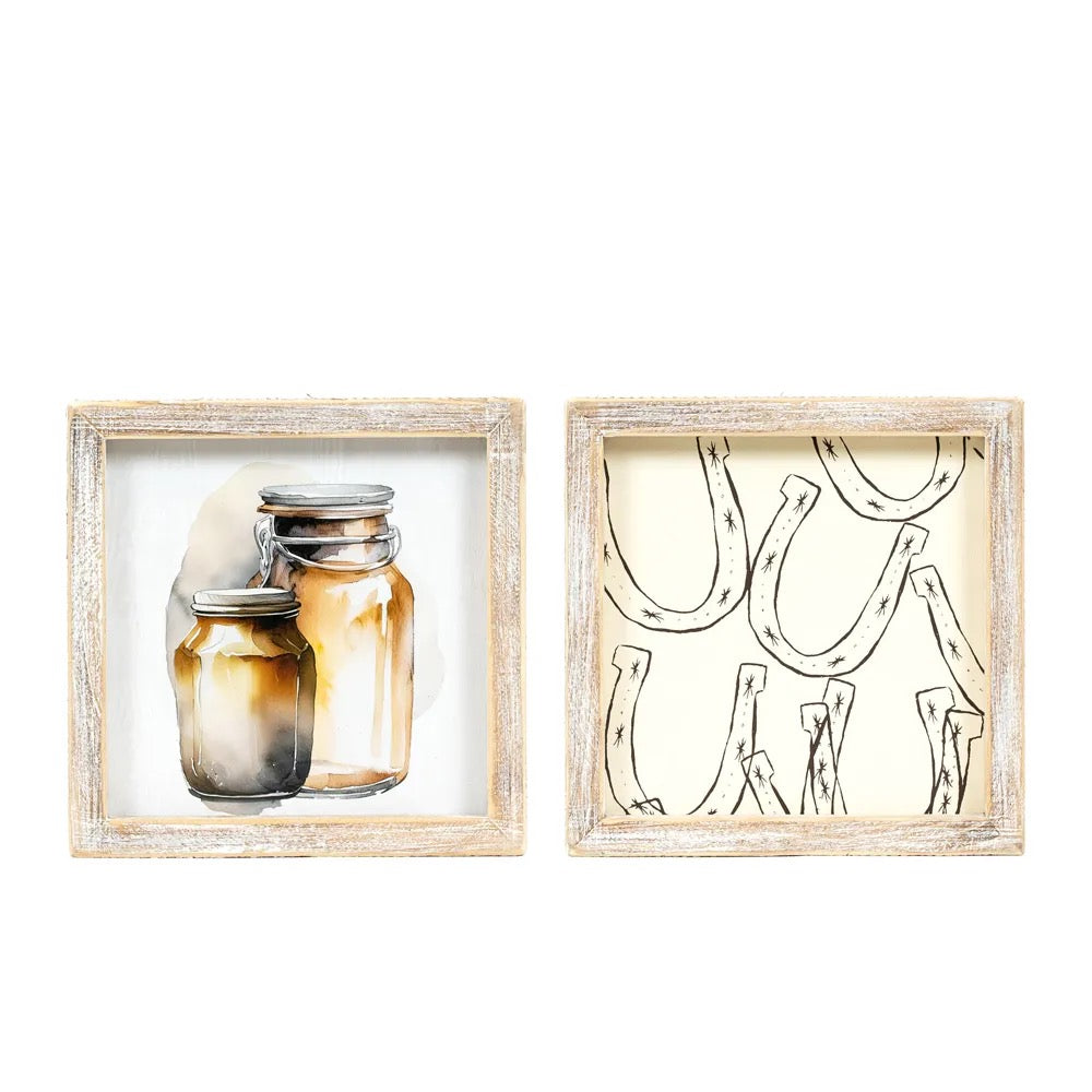 7x7x1.5 Reversible Wood Framed Sign (JARS/HORSESHOE)
